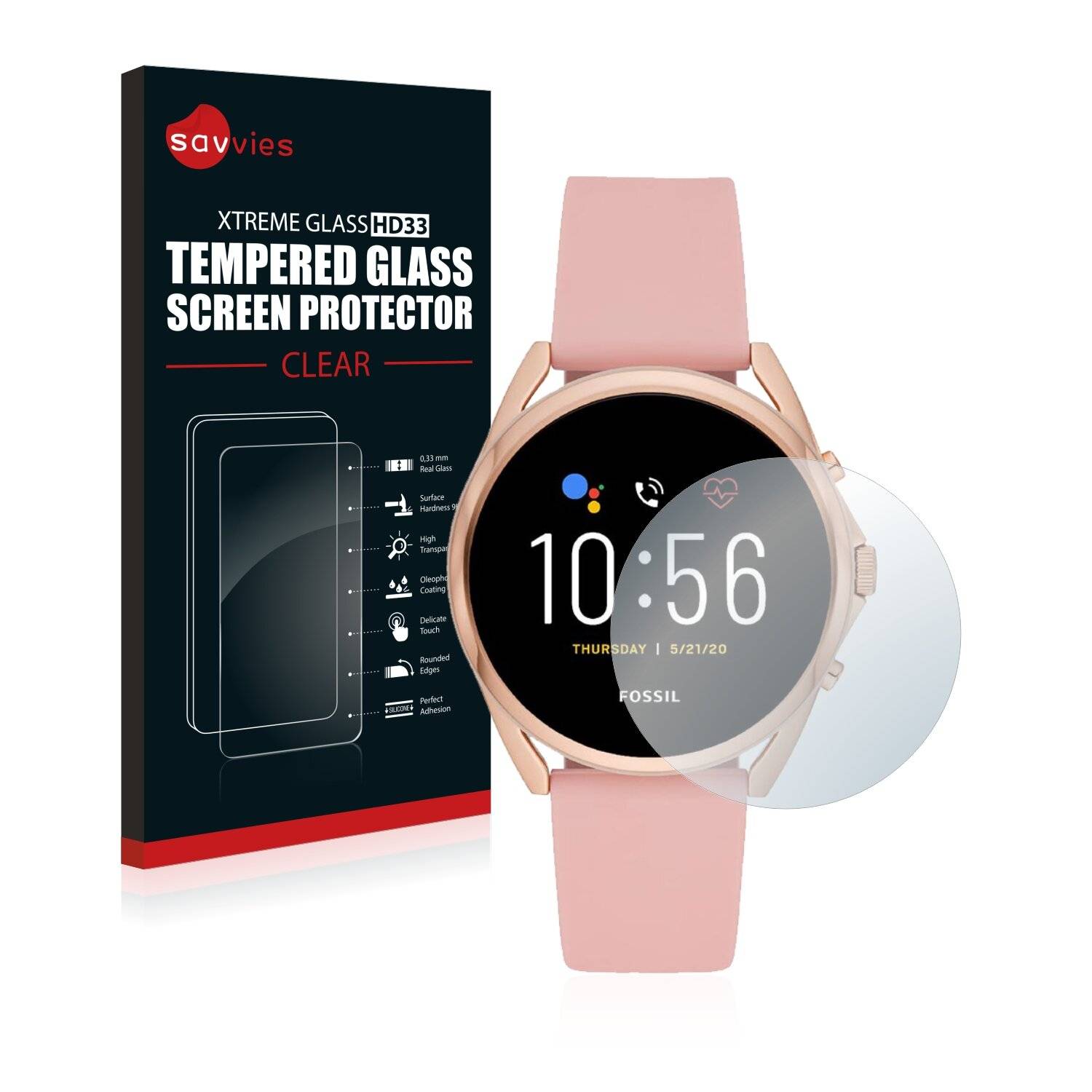 Savvies HD33 Clear Schutzglas für Fossil Gen 5