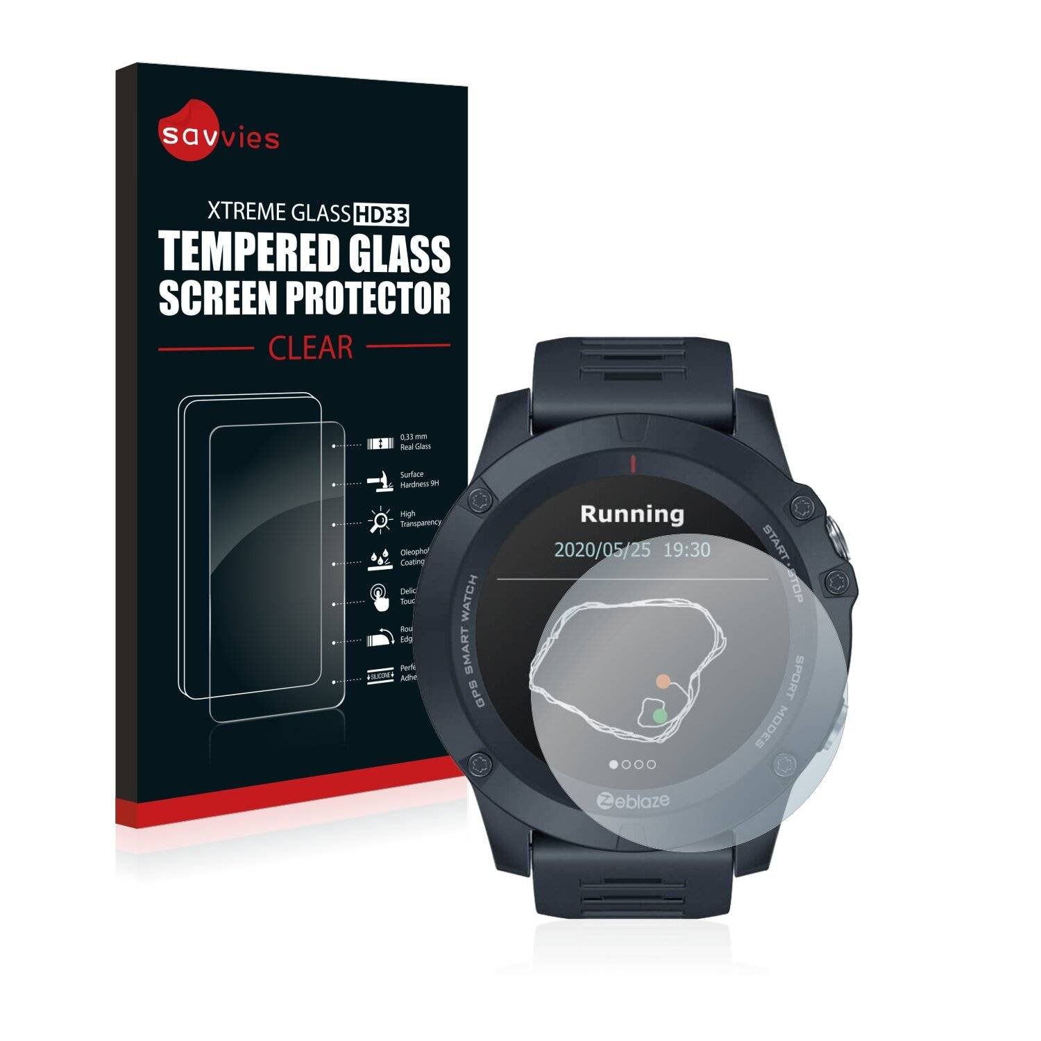 Savvies HD33 Clear Schutzglas für Zeblaze Vibe 3