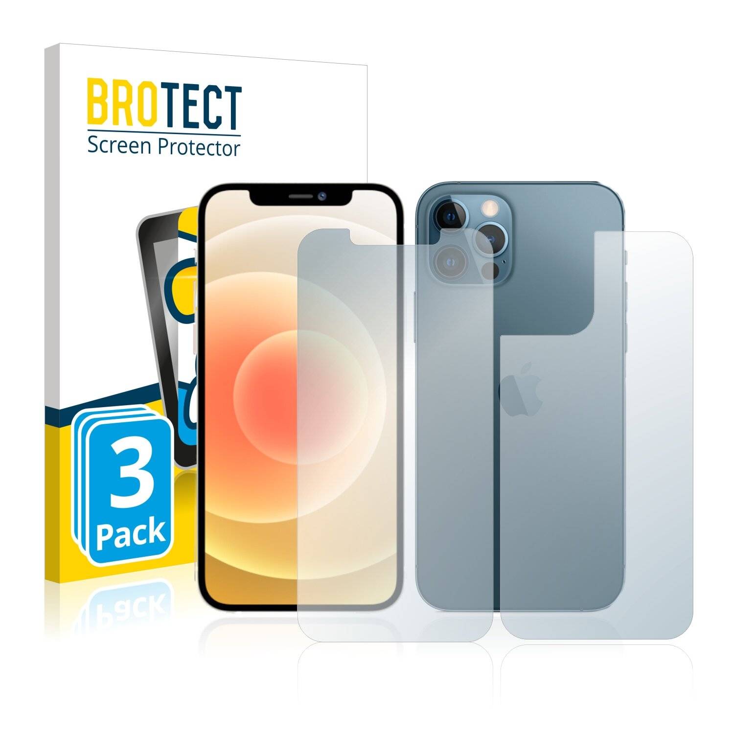 3x BROTECT AirGlass Schutzglas Folie für Apple iPhone 12 Pro Max (Vorder +