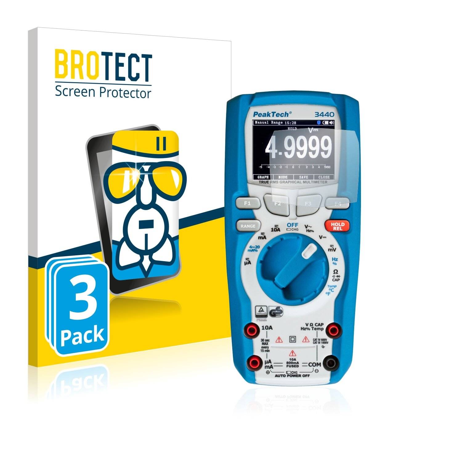 3x BROTECT AirGlass Schutzglas Folie für PeakTech