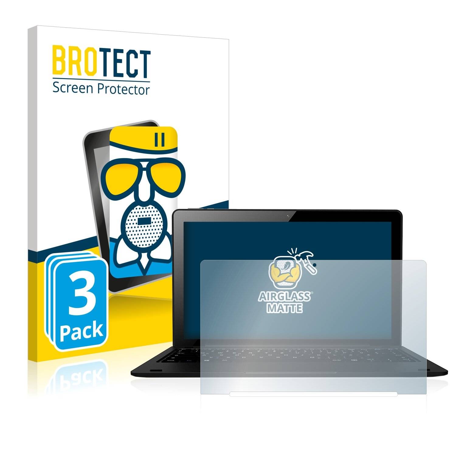 3x BROTECT AirGlass Matte Schutzglas Folie für Odys Maven Win 12 Pro