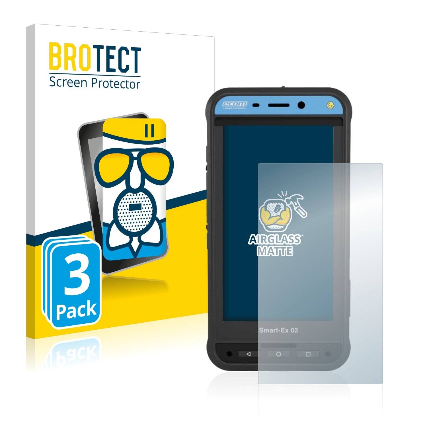 3x BROTECT AirGlass Matte Schutzglas Folie für Ecom Smart-Ex 02