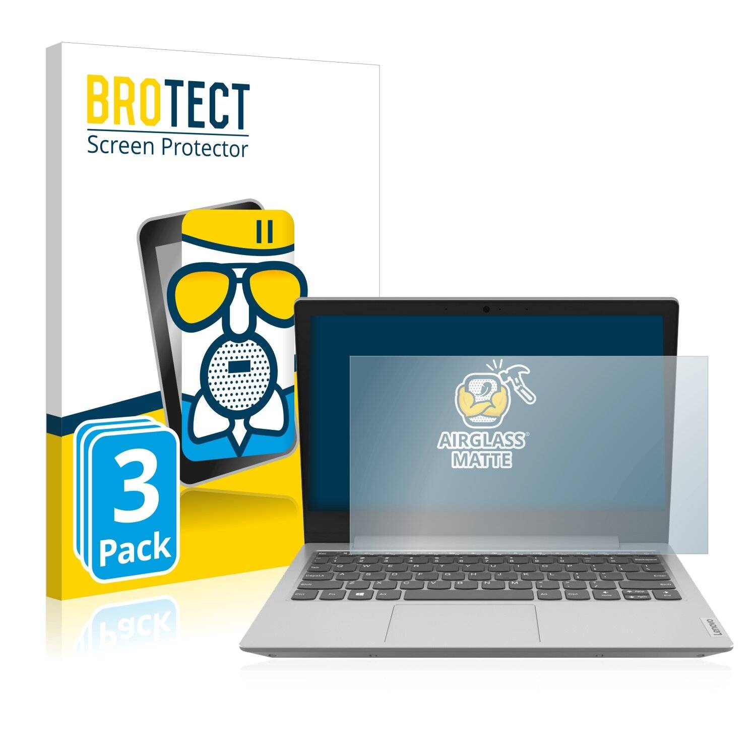 3x BROTECT AirGlass Matte Schutzglas Folie für Lenovo IdeaPad Slim 1