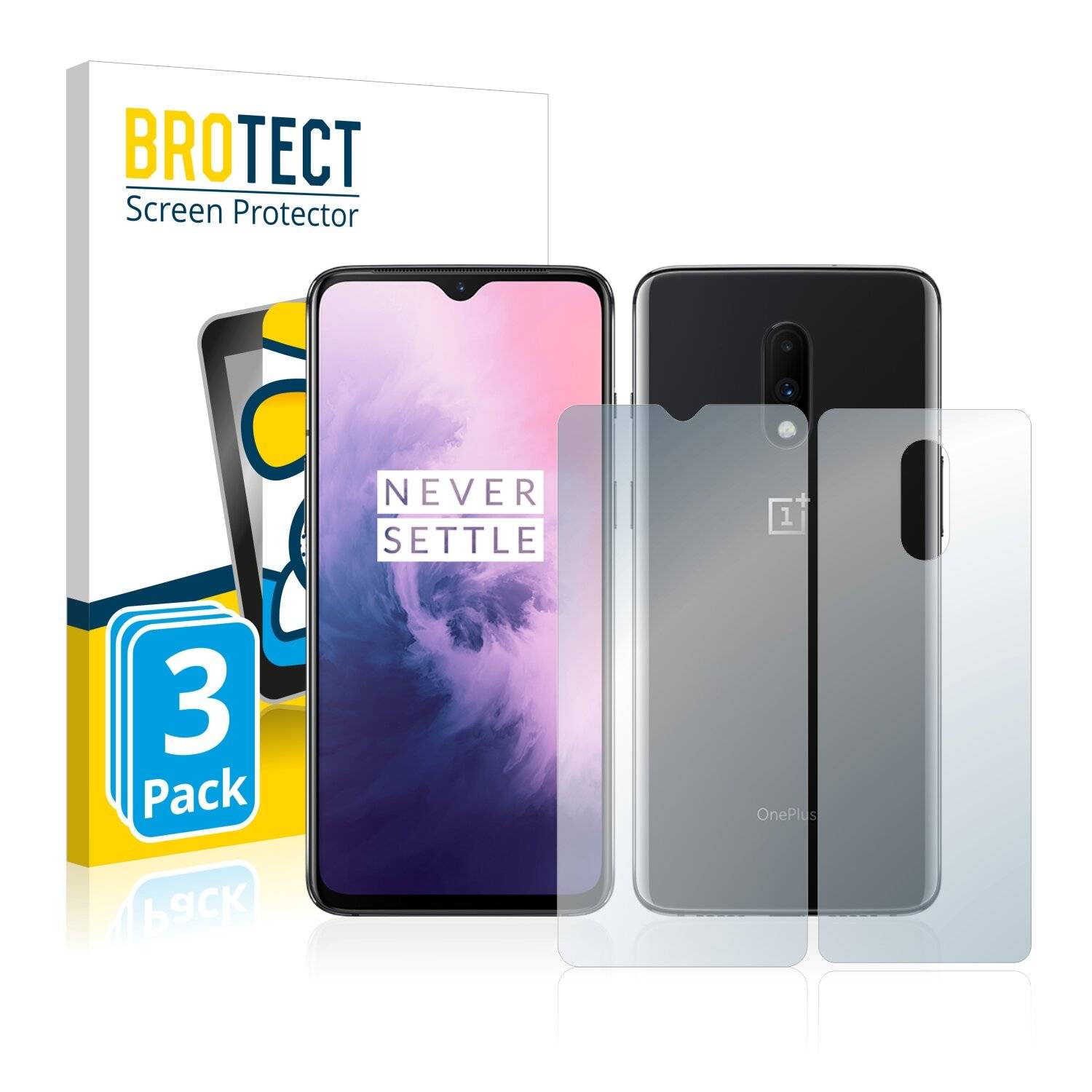 3x BROTECT AirGlass Matte Schutzglas Folie für OnePlus 7 (Vorder +