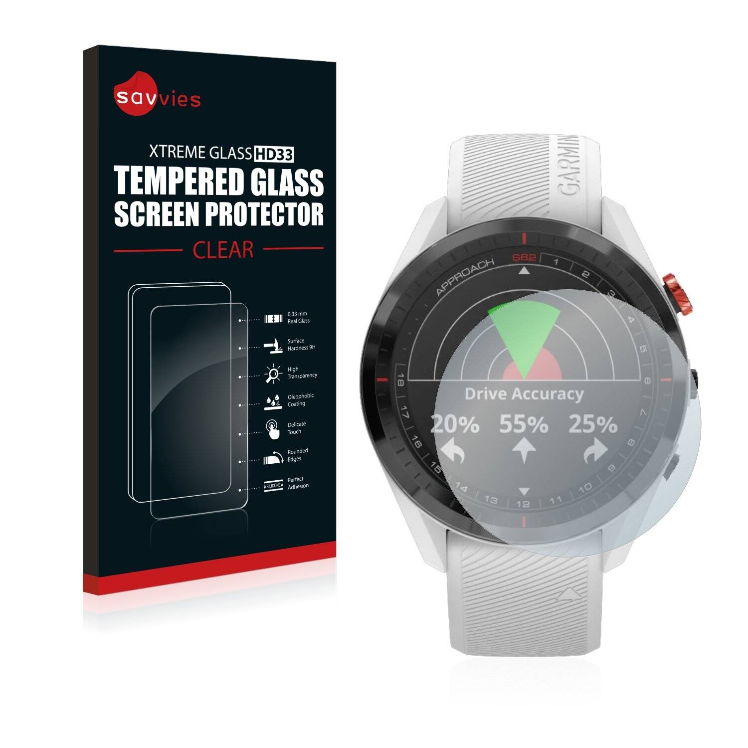 Savvies HD33 Clear Schutzglas für Garmin Approach
