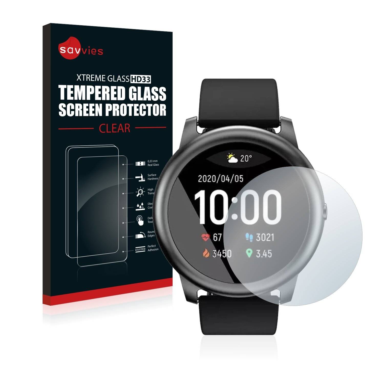 Savvies HD33 Clear Schutzglas für Xiaomi Haylou Solar