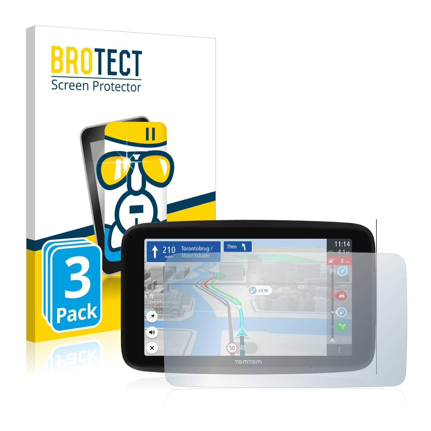 3x BROTECT AirGlass Schutzglas Folie für TomTom GO Discover