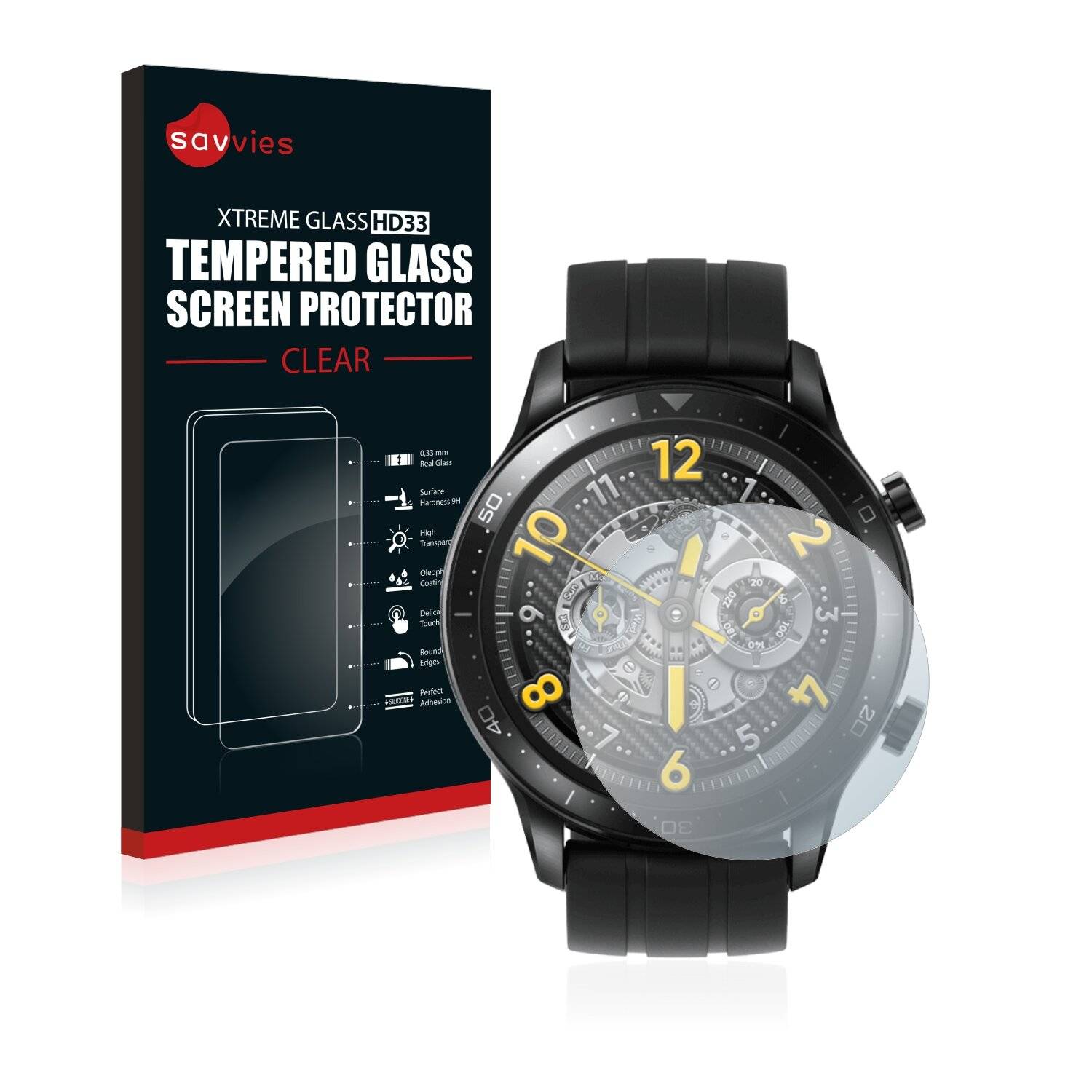 Savvies HD33 Clear Schutzglas für Realme Watch S