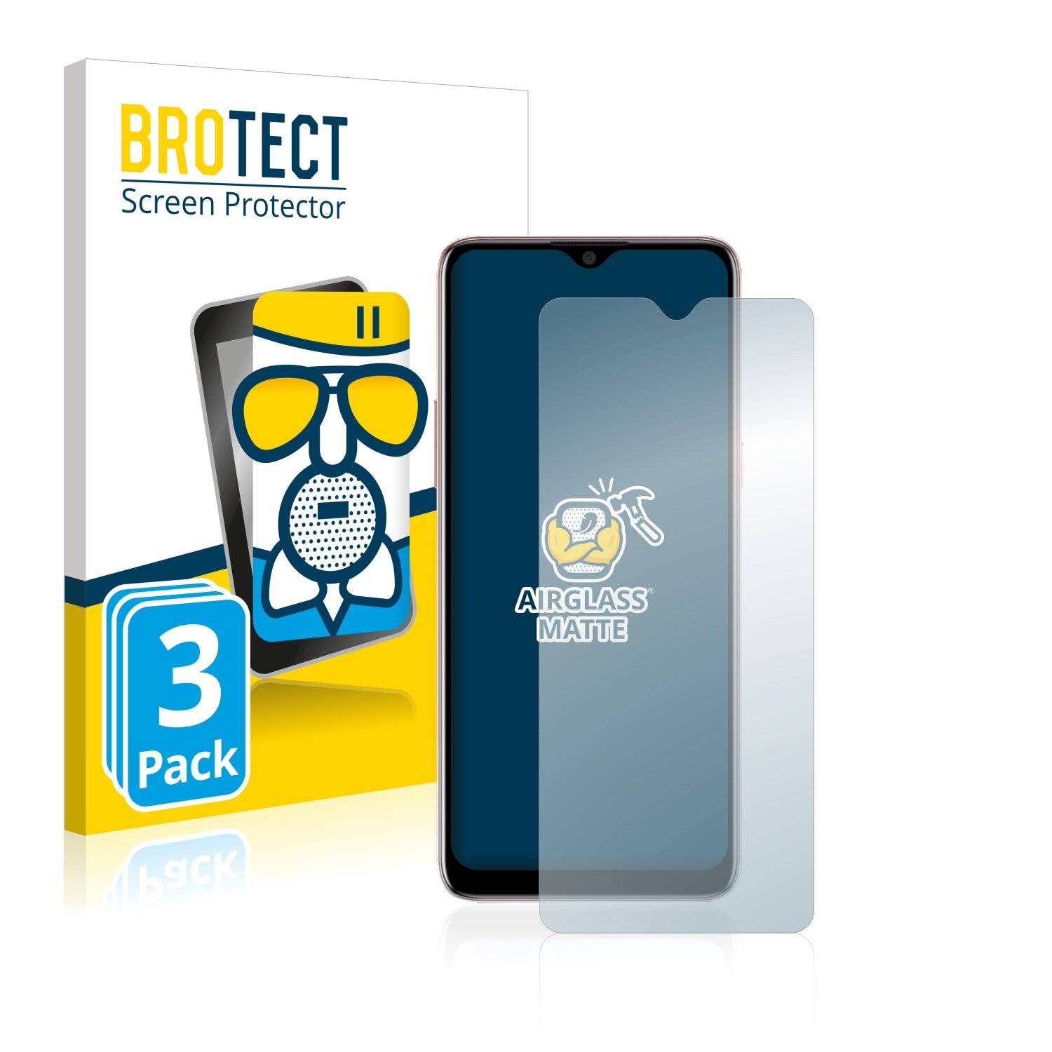 3x BROTECT AirGlass Matte Schutzglas Folie für HTC Desire 20