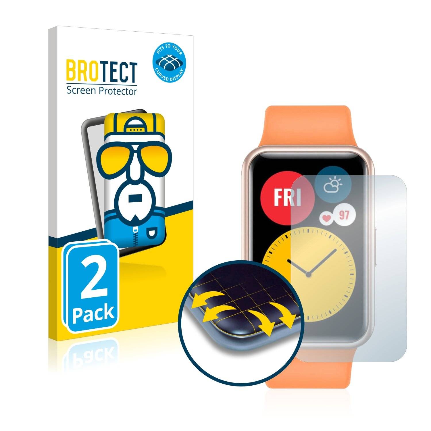 2x BROTECT Flex Full-Cover Displayschutzfolie für Huawei Watch