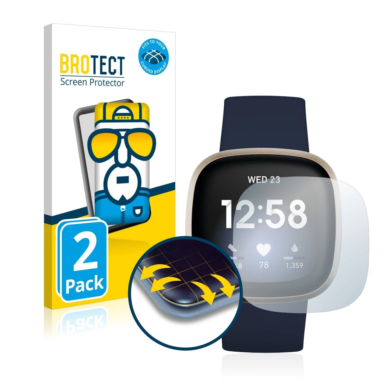 2x BROTECT Flex Full-Cover Displayschutzfolie für Fitbit Versa