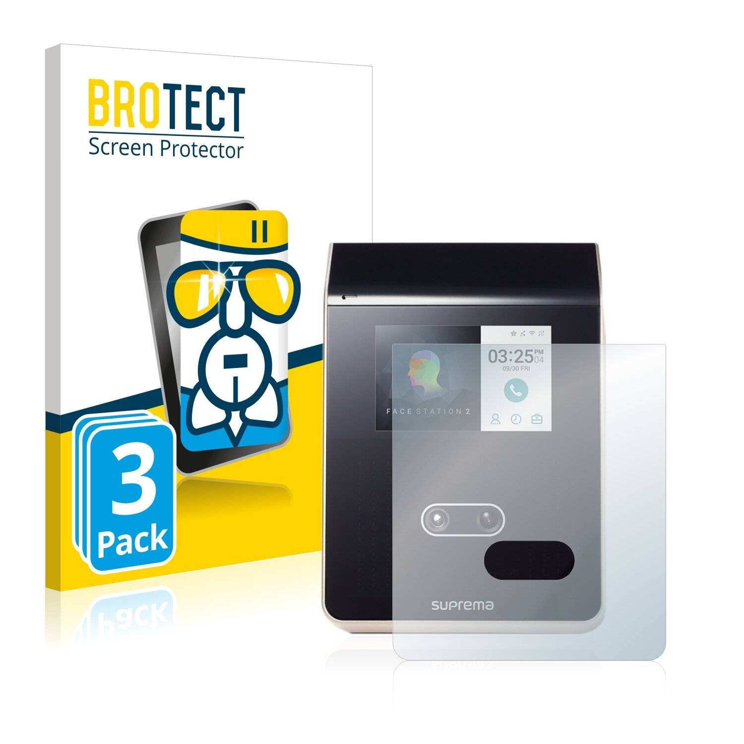 3x BROTECT AirGlass Schutzglas Folie für Suprema FaceStation