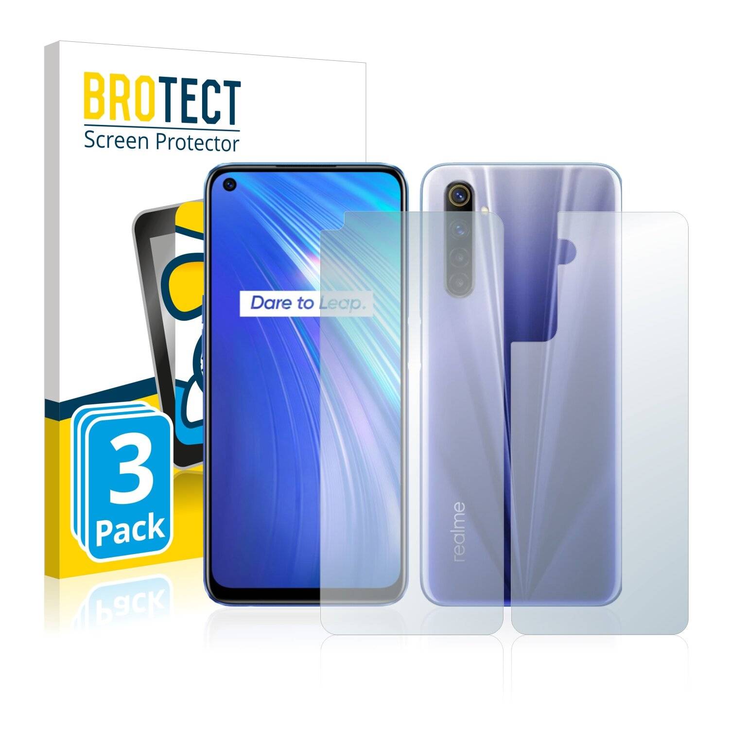 3x BROTECT AirGlass Matte Schutzglas Folie für Realme 6 (Vorder +