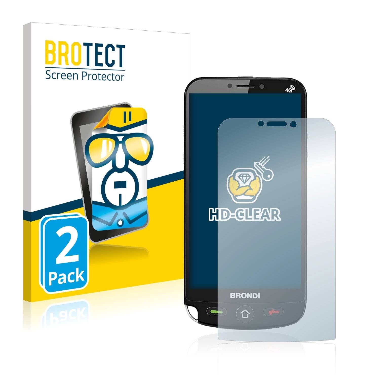 2x BROTECT HD-Clear Displayschutzfolie für Brondi Amico Dual