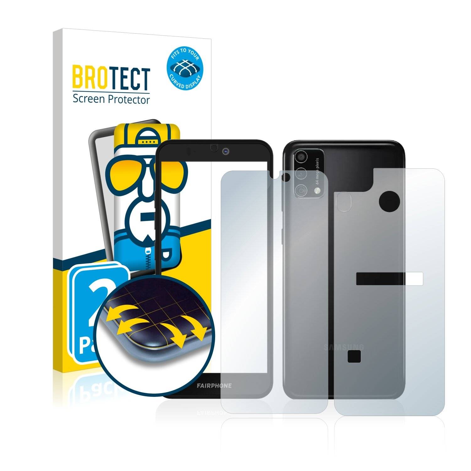 2x BROTECT Flex Full-Cover Displayschutzfolie für Fairphone 3 Plus (Vorder +