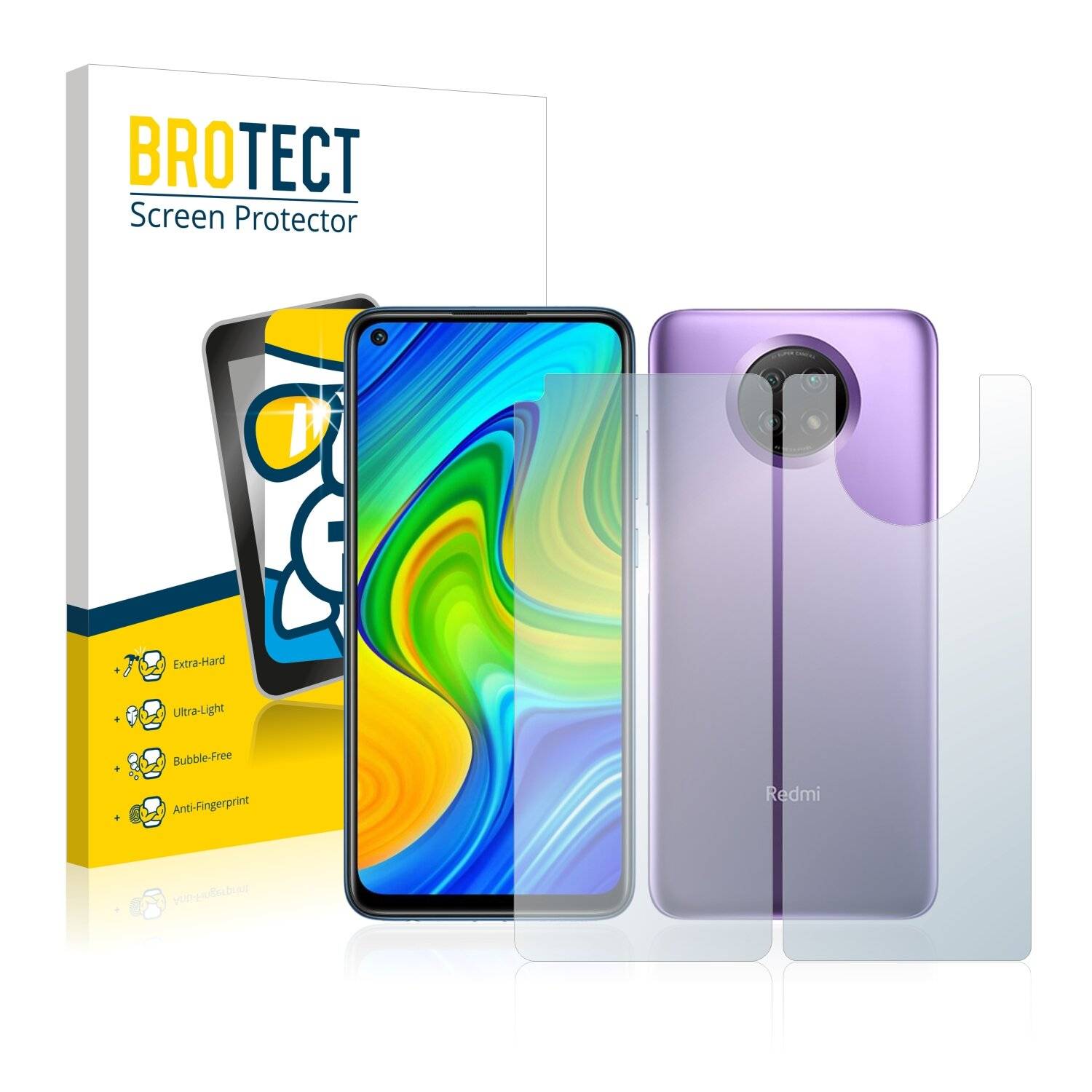 BROTECT AirGlass Schutzglas Folie für Xiaomi Redmi Note 9 5G (Vorder +
