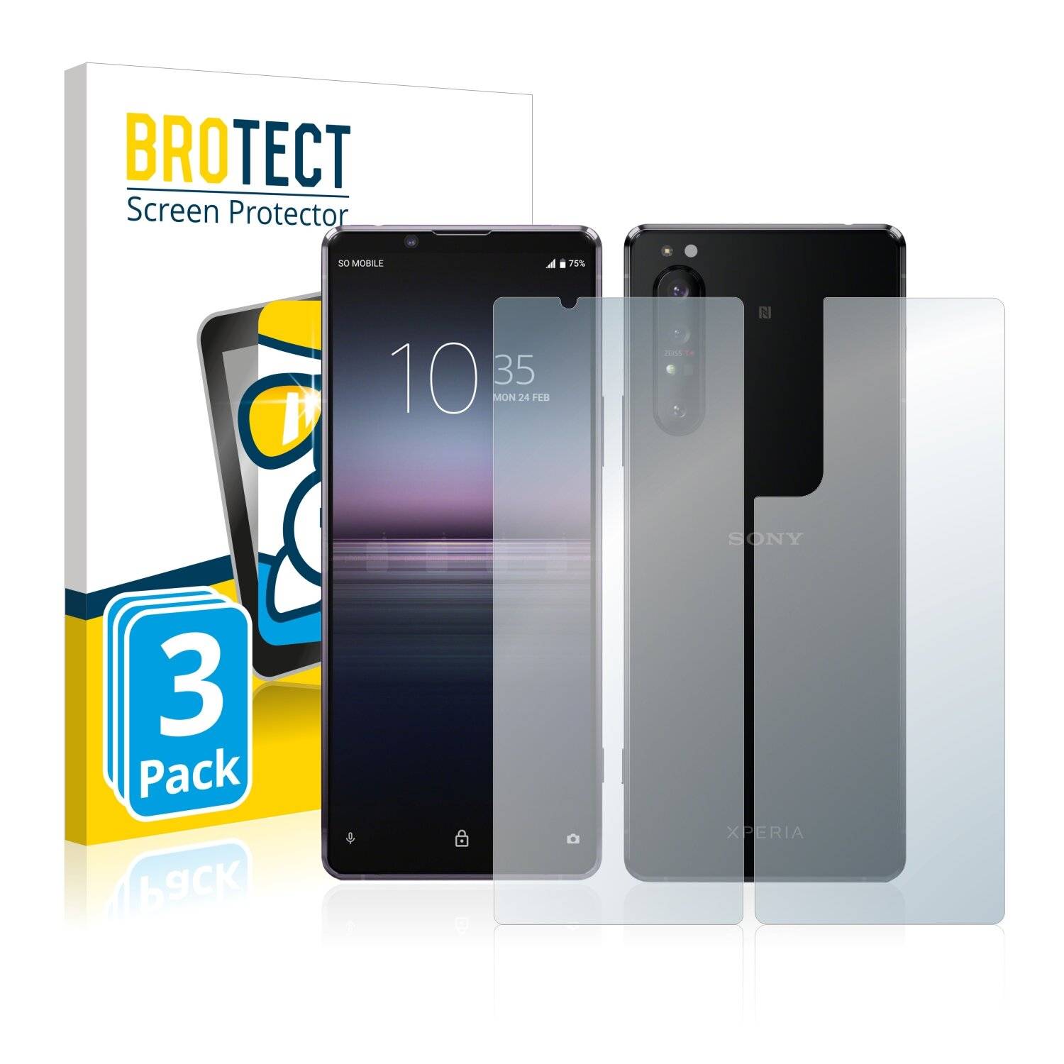 3x BROTECT AirGlass Schutzglas Folie für Sony Xperia 1 II (Vorder +