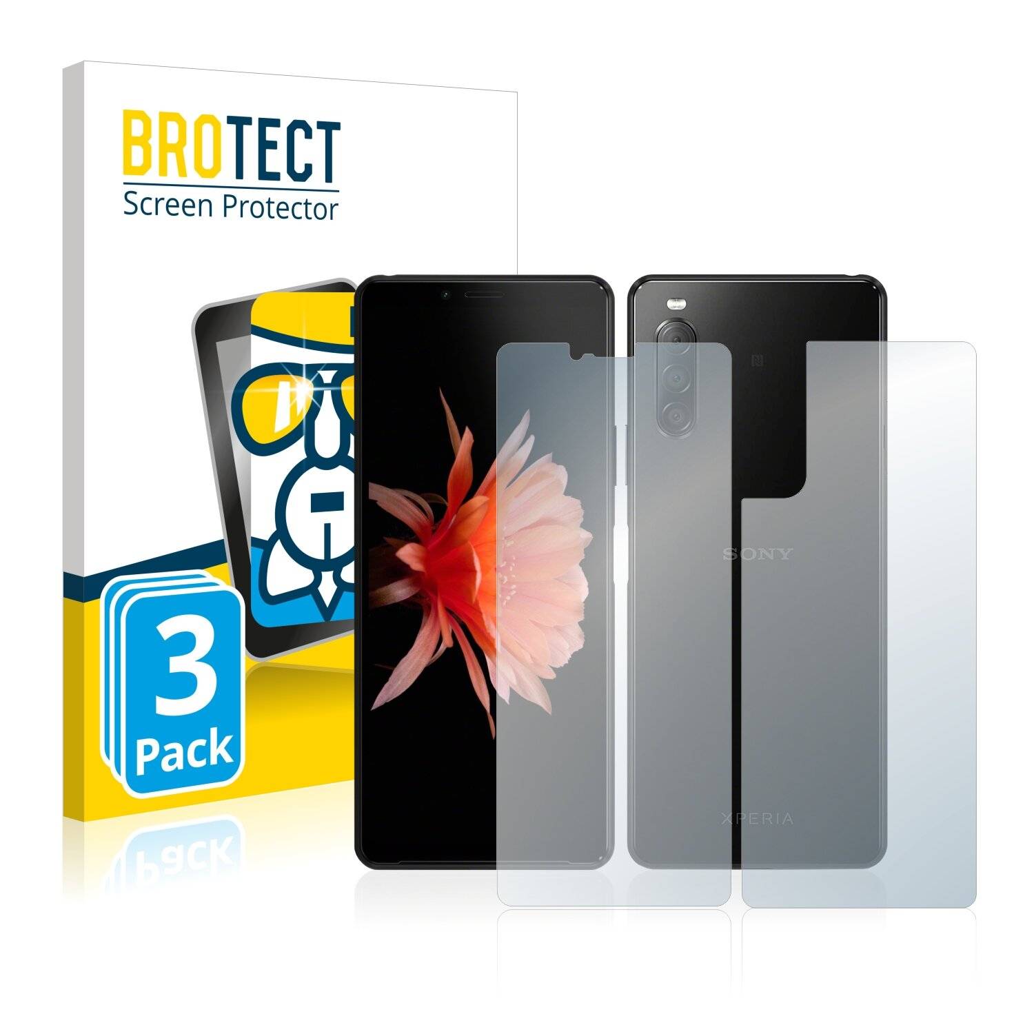 3x BROTECT AirGlass Schutzglas Folie für Sony Xperia 10 II (Vorder +