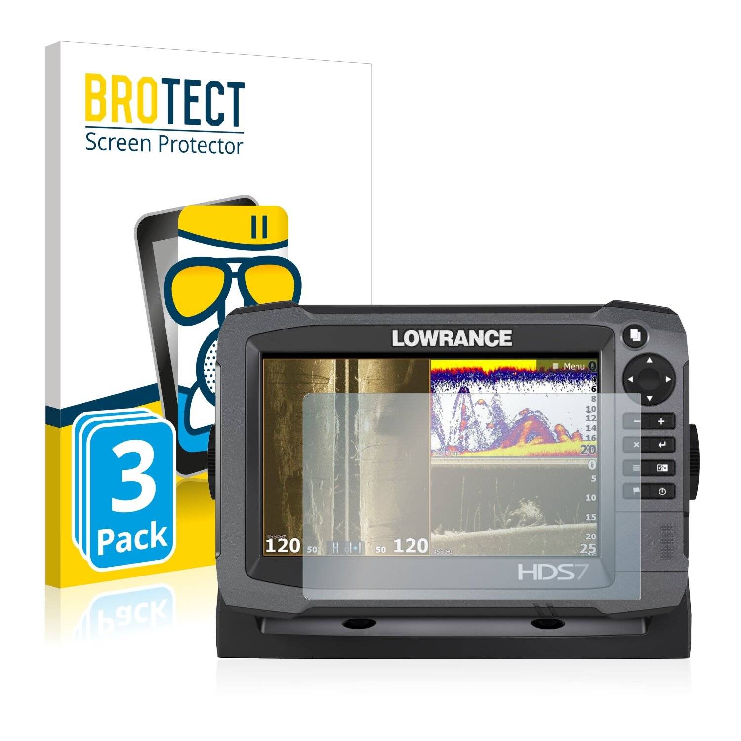 3x BROTECT AirGlass Matte Schutzglas Folie für Lowrance HDS-7