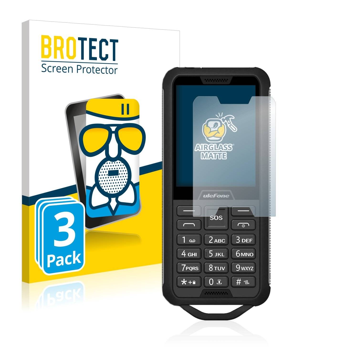 3x BROTECT AirGlass Matte Schutzglas Folie für Ulefone Armor Mini
