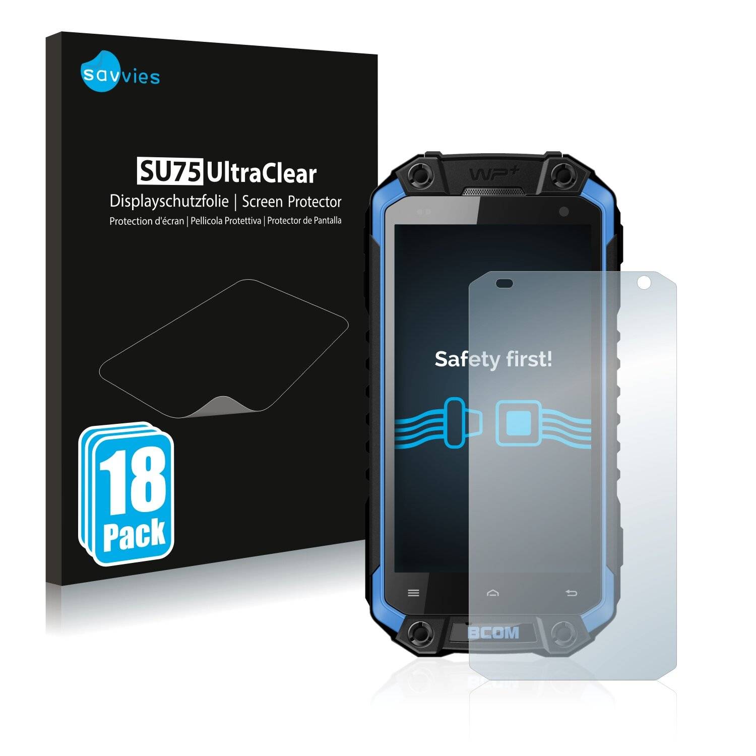 18x Savvies SU75 Displayschutzfolie für BCom Rough Pro