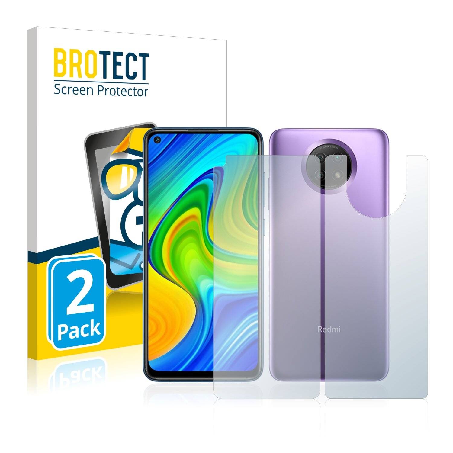 2x BROTECT HD-Clear Displayschutzfolie für Xiaomi Redmi Note 9 5G (Vorder +