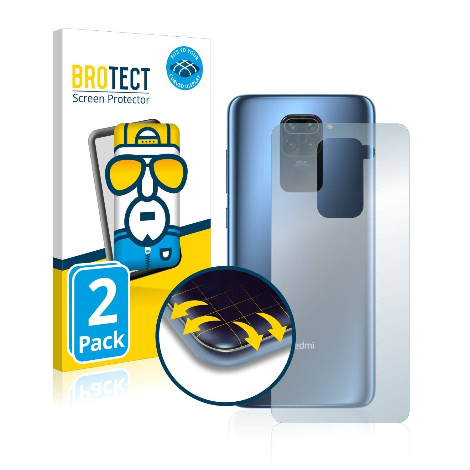2x BROTECT Flex Full-Cover Displayschutzfolie für Xiaomi Redmi Note 9