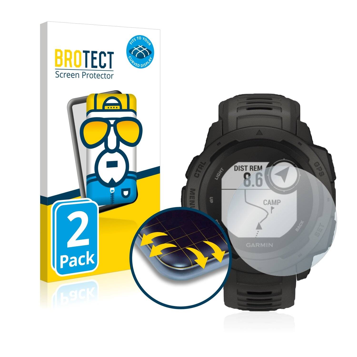 2x BROTECT Flex Full-Cover Displayschutzfolie für Garmin Instinct