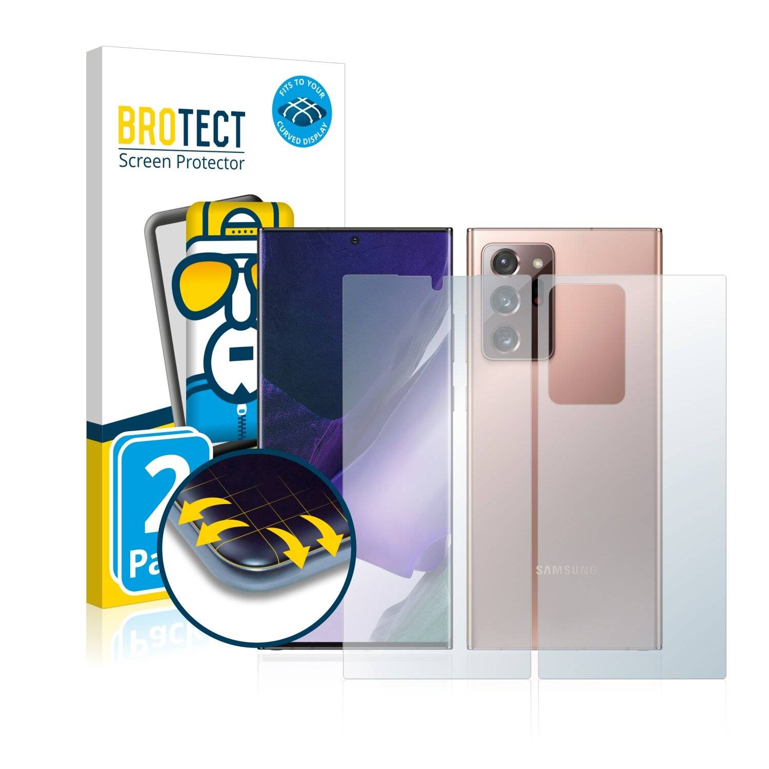 2x BROTECT Flex Full-Cover Displayschutzfolie für Samsung Galaxy Note 20 Ultra (Vorder +