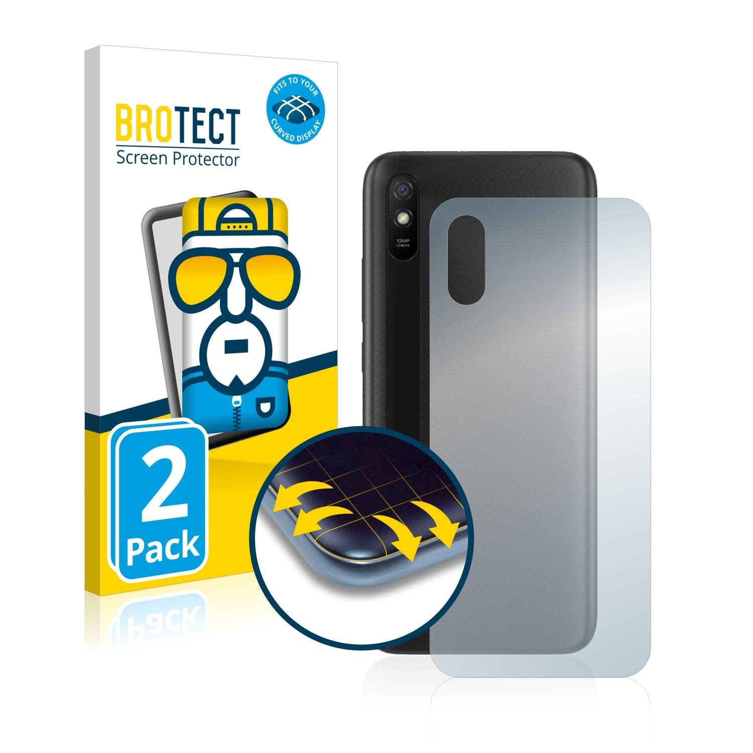 2x BROTECT Flex Full-Cover Displayschutzfolie für Xiaomi Redmi 9A