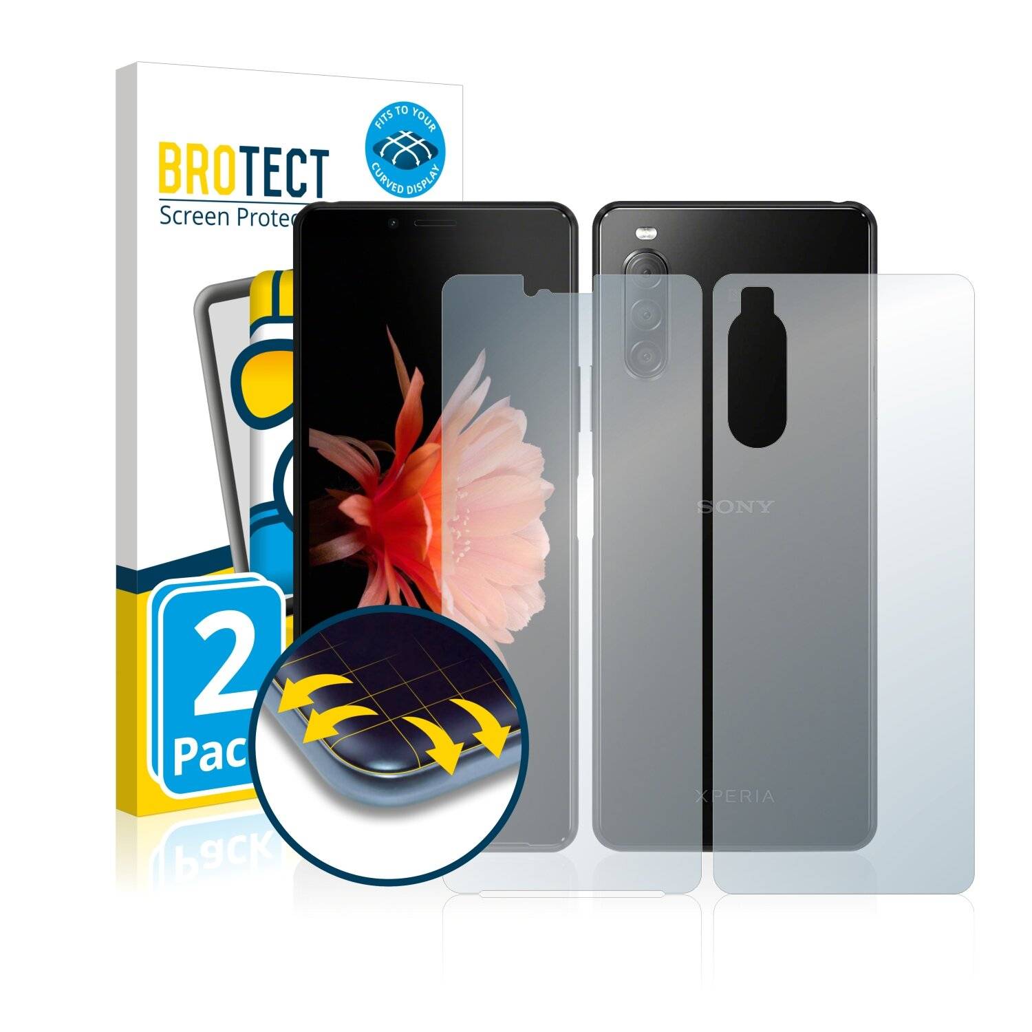 2x BROTECT Flex Full-Cover Displayschutzfolie für Sony Xperia 10 II (Vorder +
