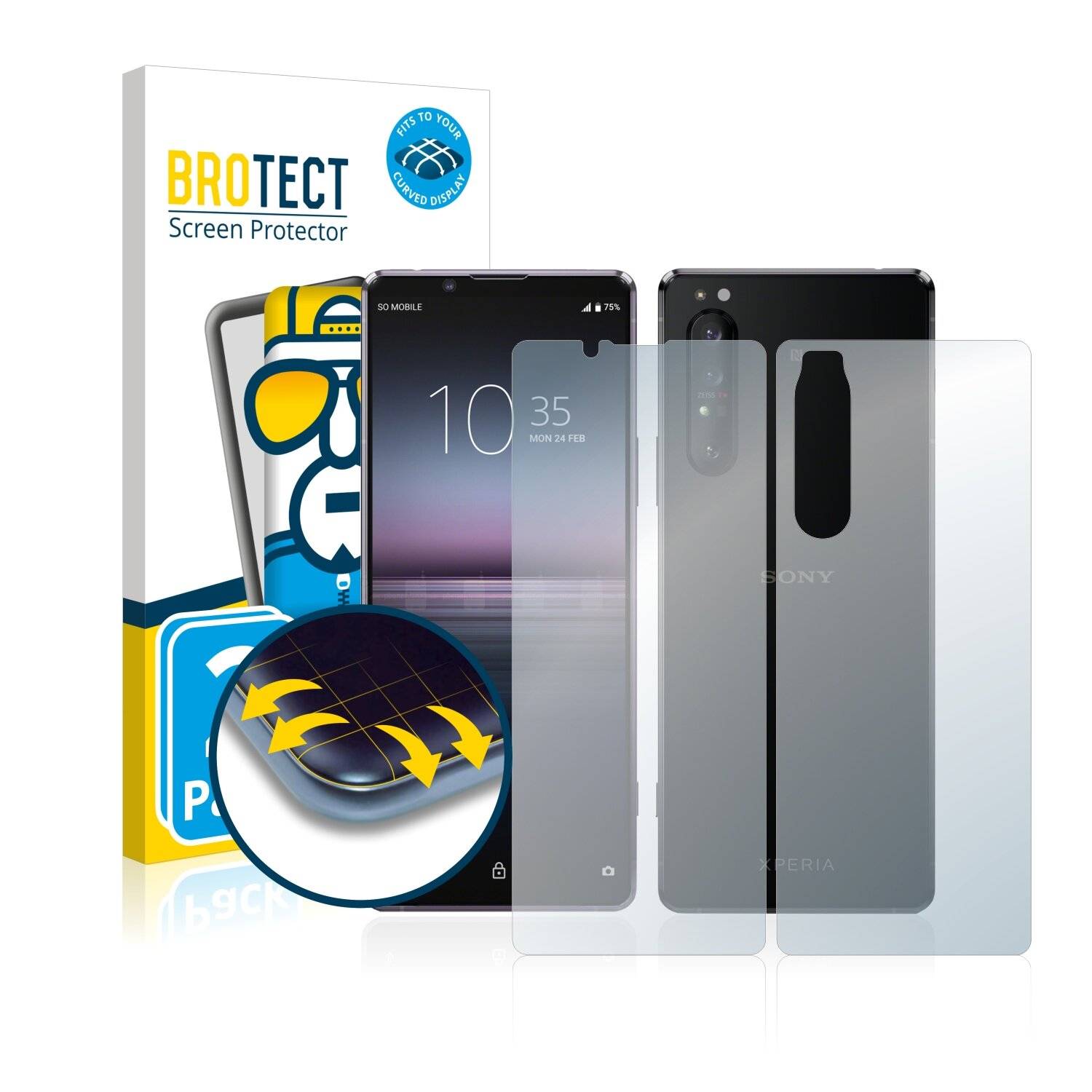 2x BROTECT Flex Full-Cover Displayschutzfolie für Sony Xperia 1 II (Vorder +