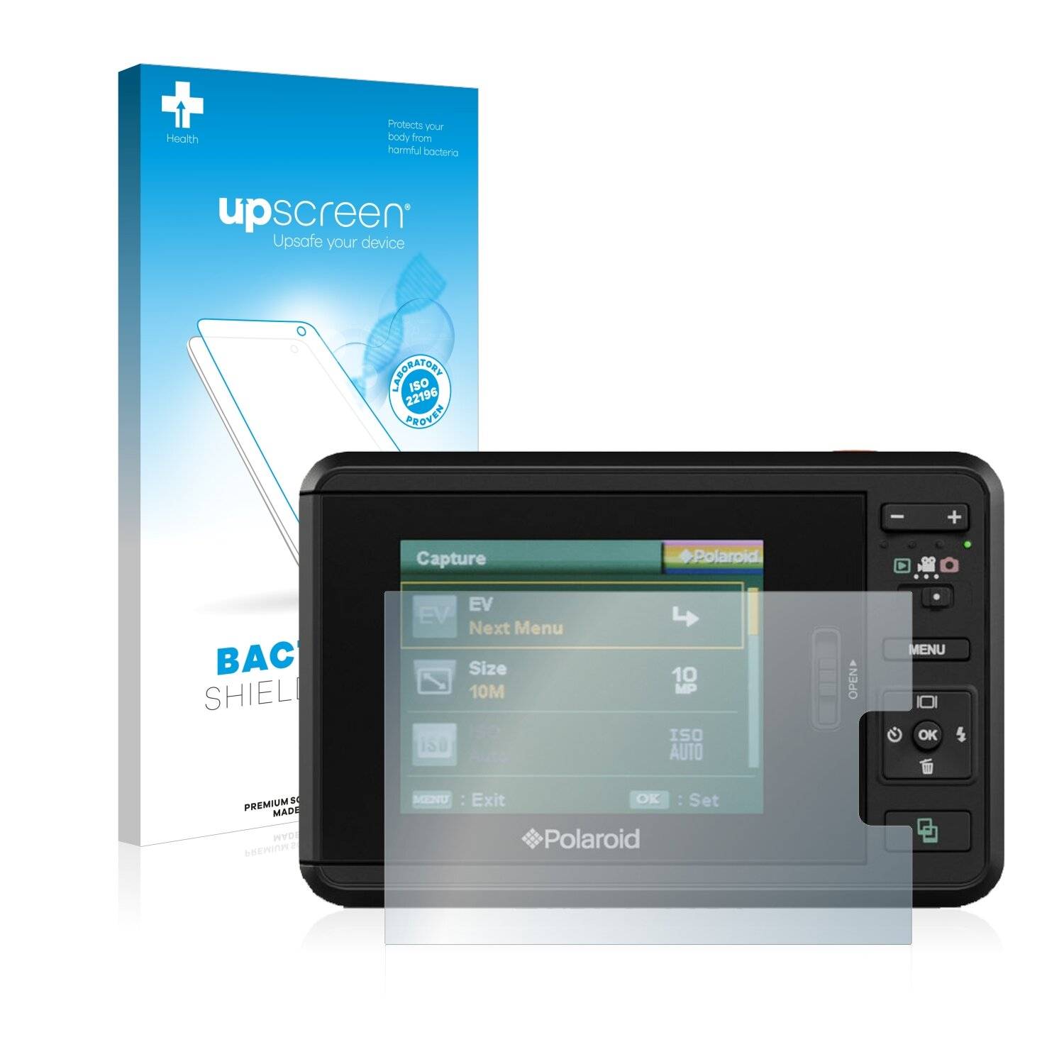 upscreen Bacteria Shield Clear Premium Antibakterielle Displayschutzfolie für Polaroid