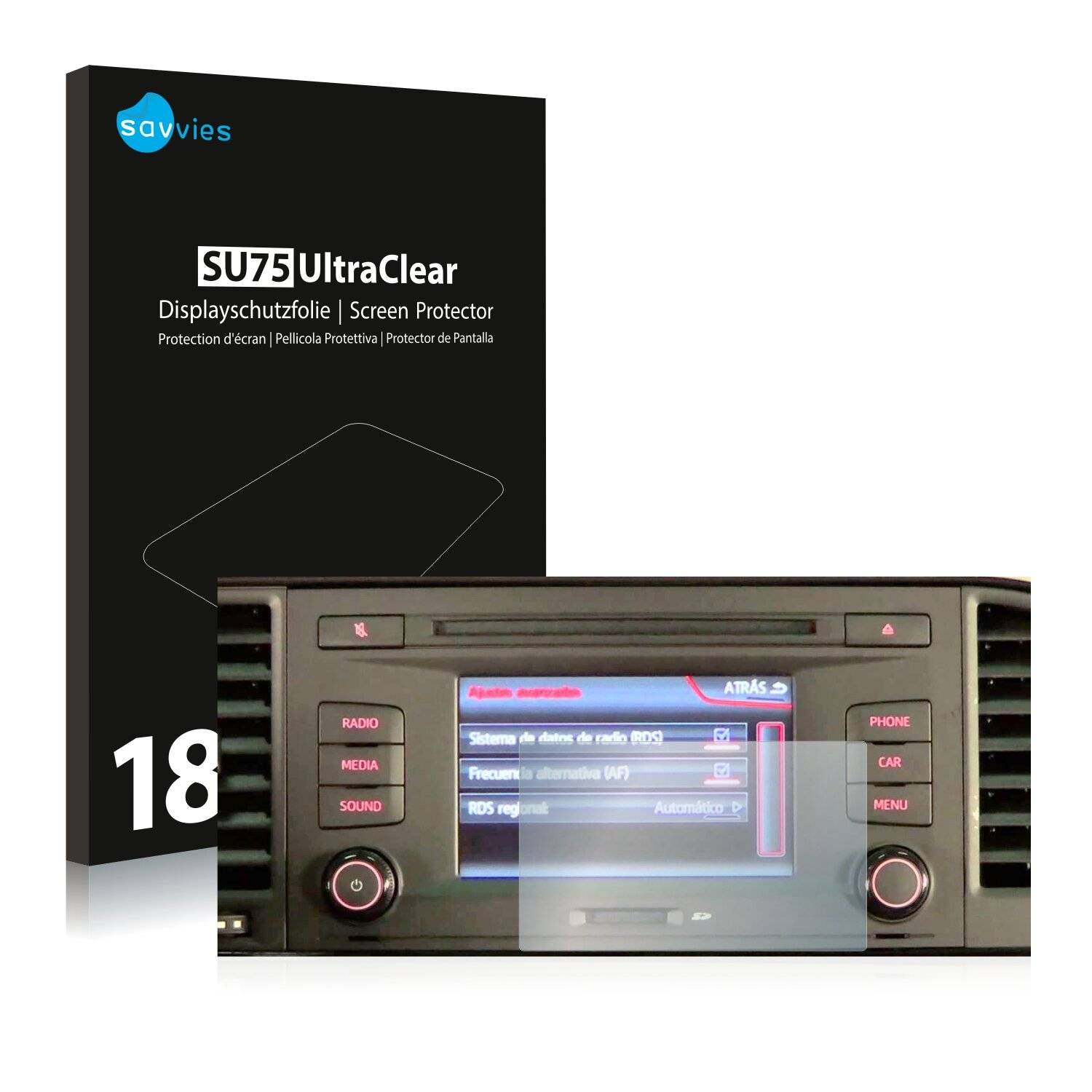 18x Savvies SU75 Displayschutzfolie für Seat Leon III 2012-2020 Media System Touch