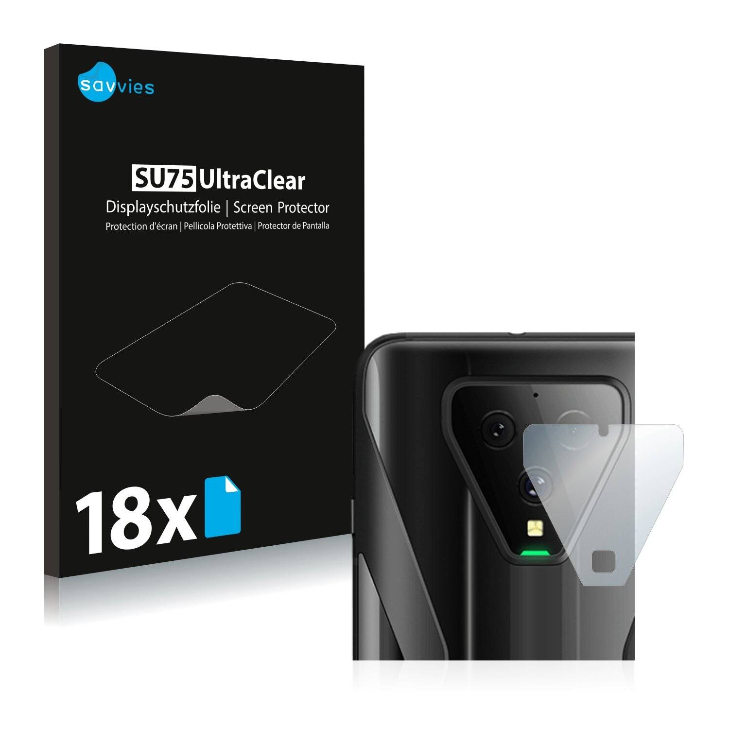 18x Savvies SU75 Displayschutzfolie für Xiaomi Black Shark 3 Pro (NUR