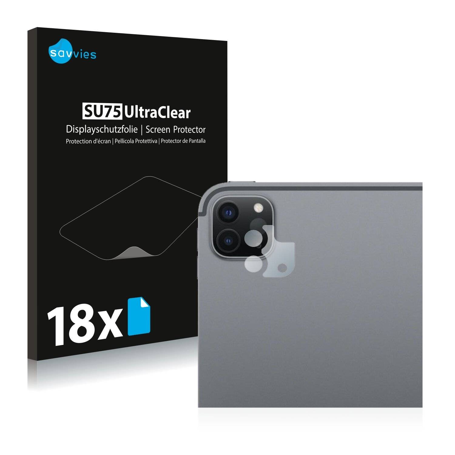 18x Savvies SU75 Displayschutzfolie für Apple iPad Pro 11 WiFi Cellular 2020 (NUR Kamera, 2.
