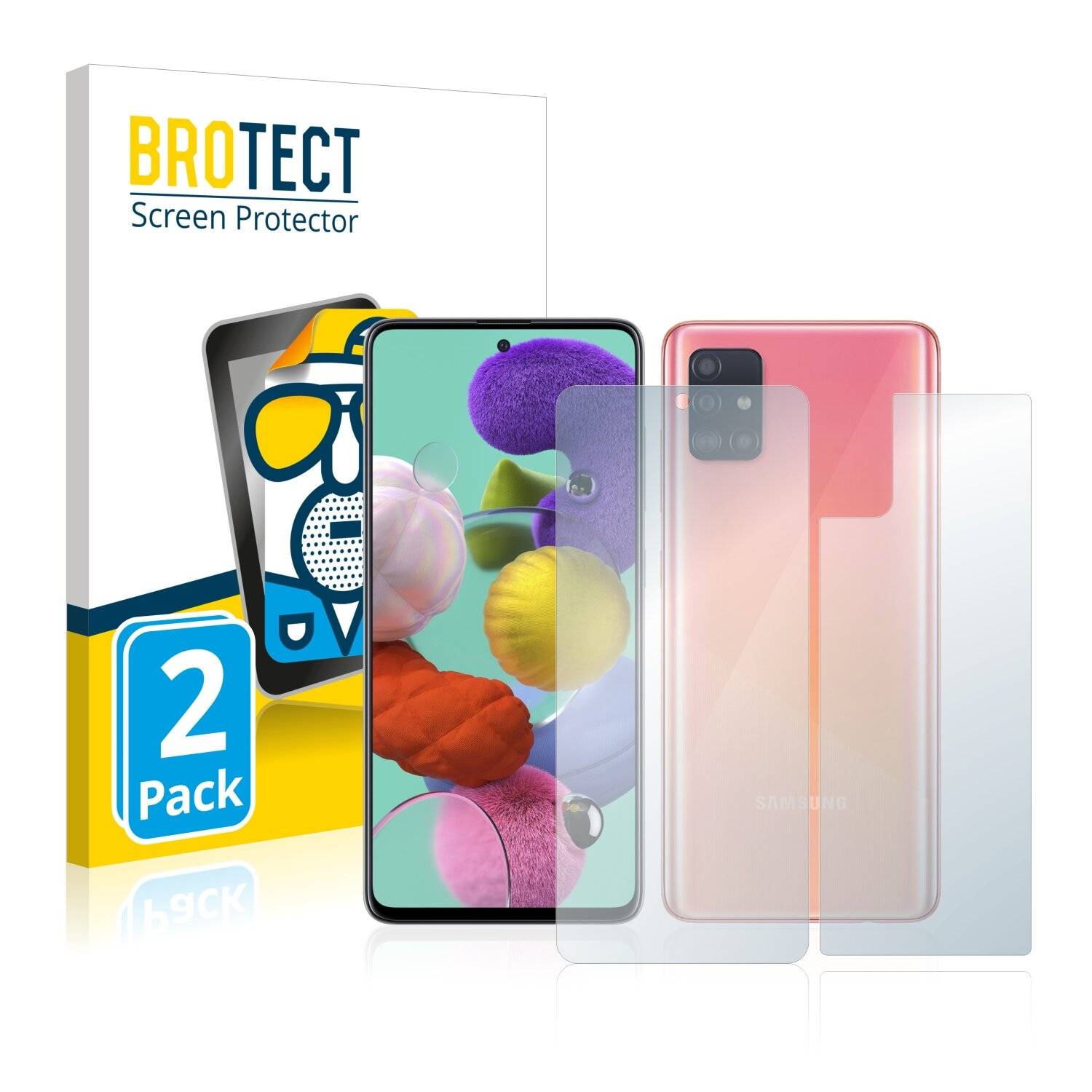 2x BROTECT Matte Displayschutzfolie für Samsung Galaxy A51 5G (Vorder + Rückseite) -
