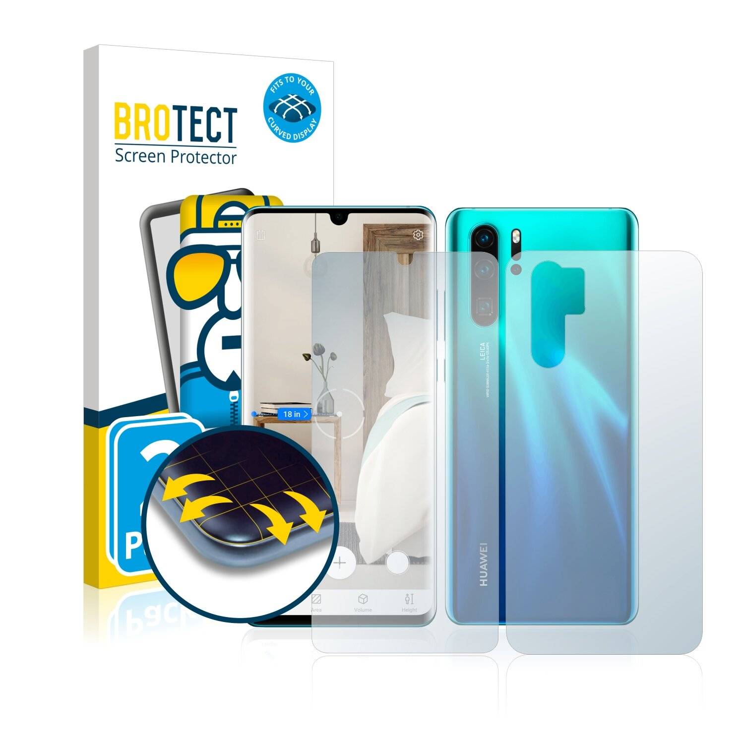 2x BROTECT Flex Full-Cover Displayschutzfolie für Huawei P30 Pro New Edition (Vorder +
