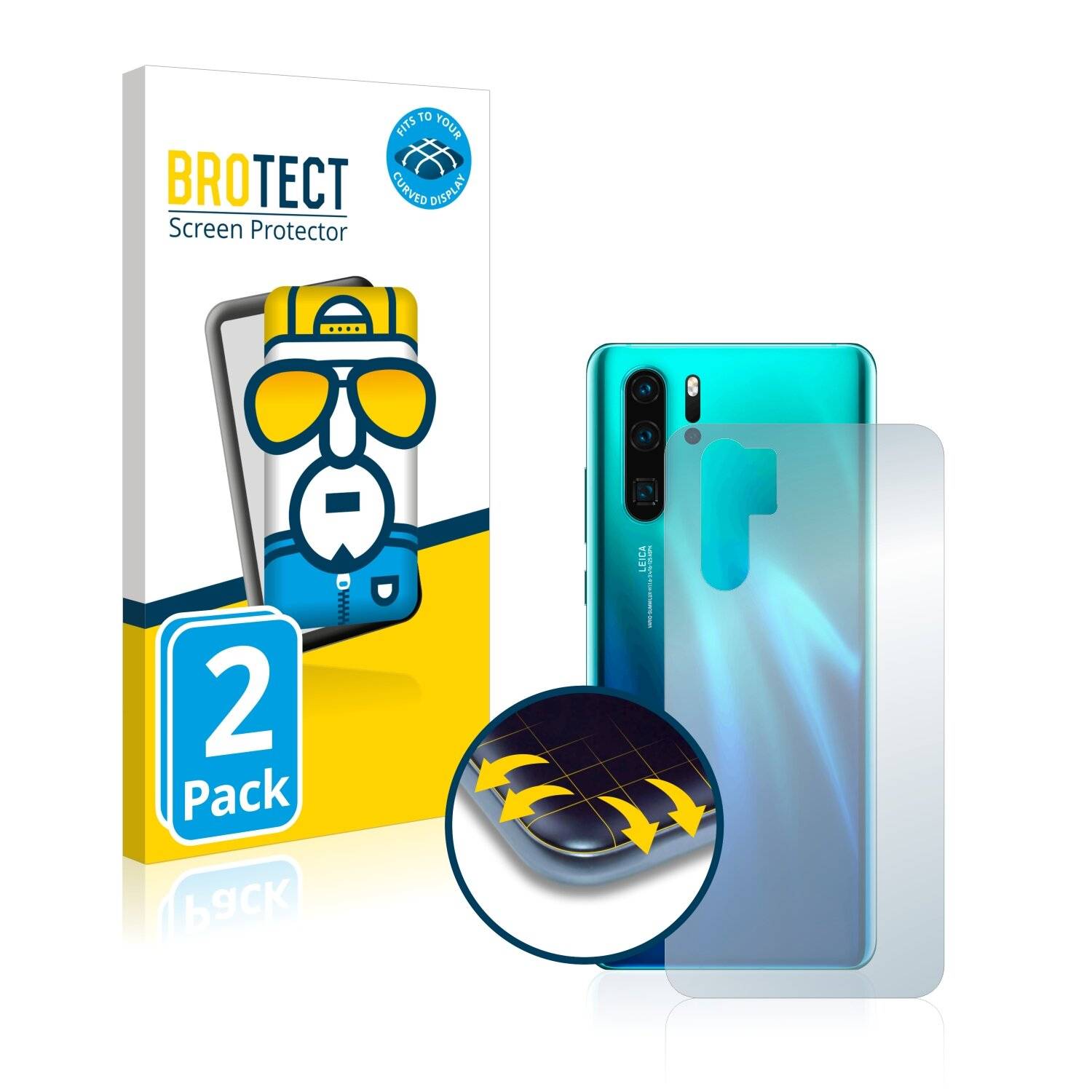 2x BROTECT Flex Full-Cover Displayschutzfolie für Huawei P30 Pro New Edition