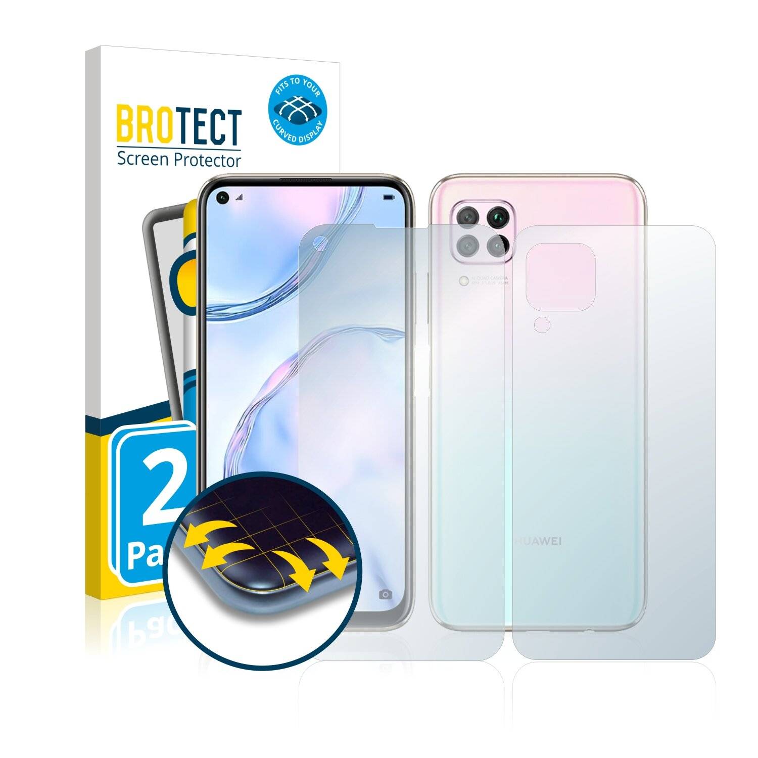2x BROTECT Flex Full-Cover Displayschutzfolie für Huawei P40 lite (Vorder +