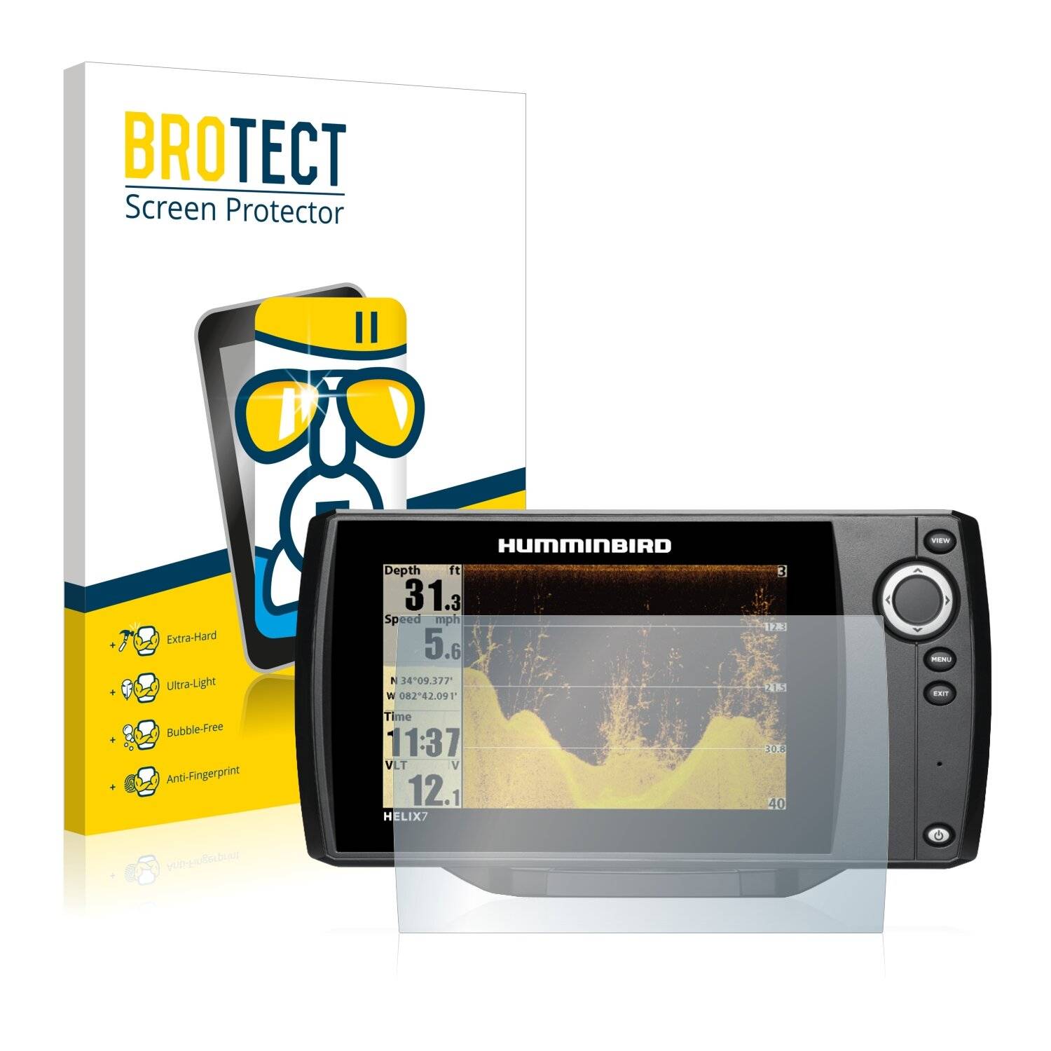 BROTECT AirGlass Schutzglas Folie für Humminbird Helix 8 CHIRP MEGA SI+ GPS
