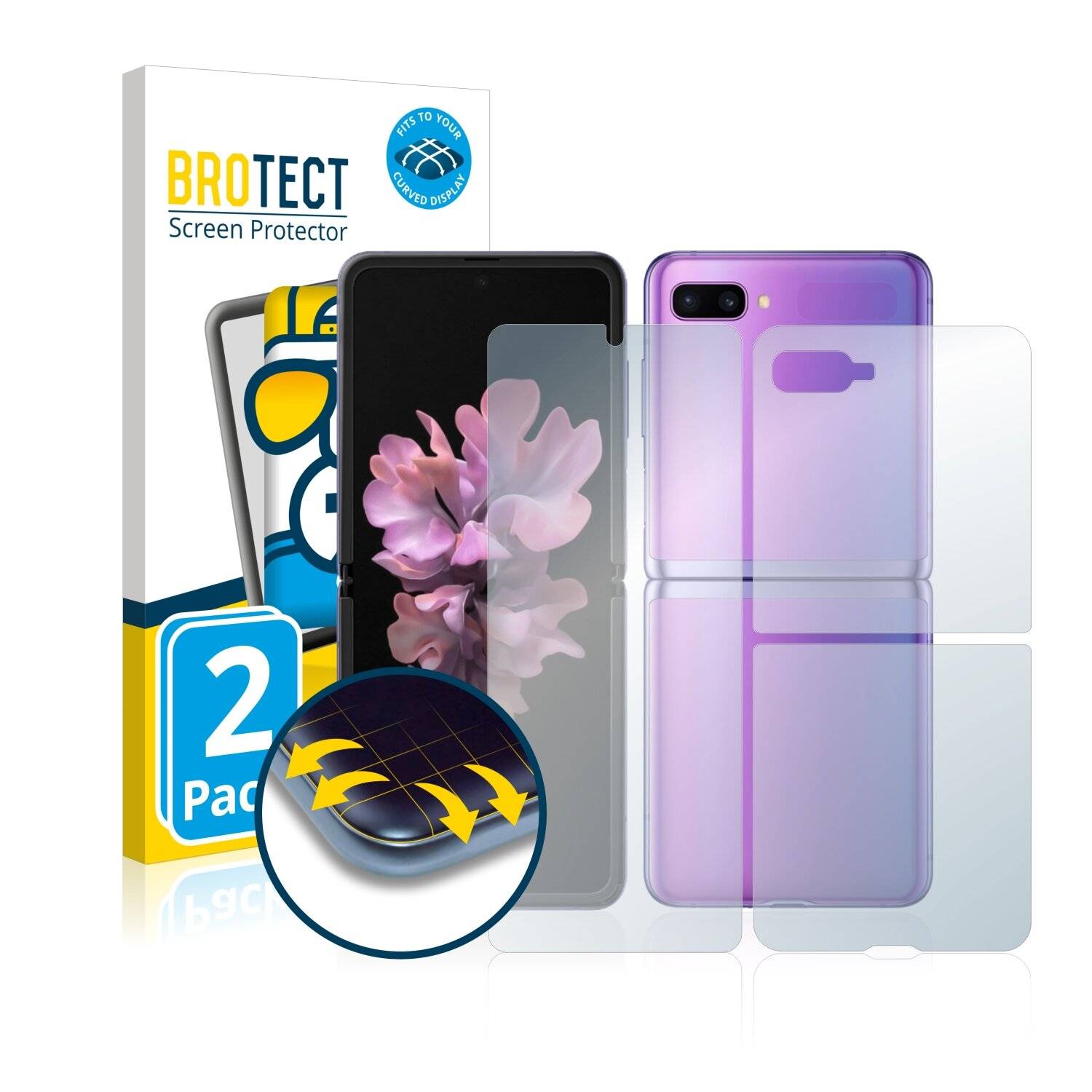 2x BROTECT Flex Full-Cover Displayschutzfolie für Samsung Galaxy Z Flip (Vorder +