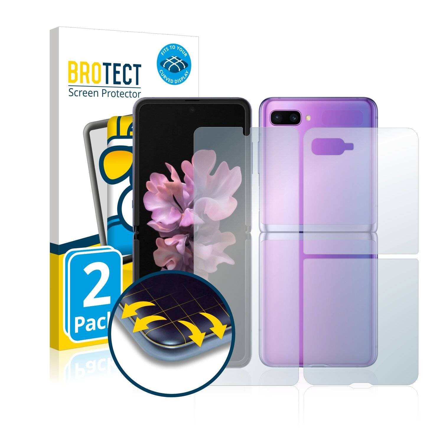 2x BROTECT Flex Full-Cover Displayschutzfolie für Samsung Galaxy Z Flip 5G (Vorder +