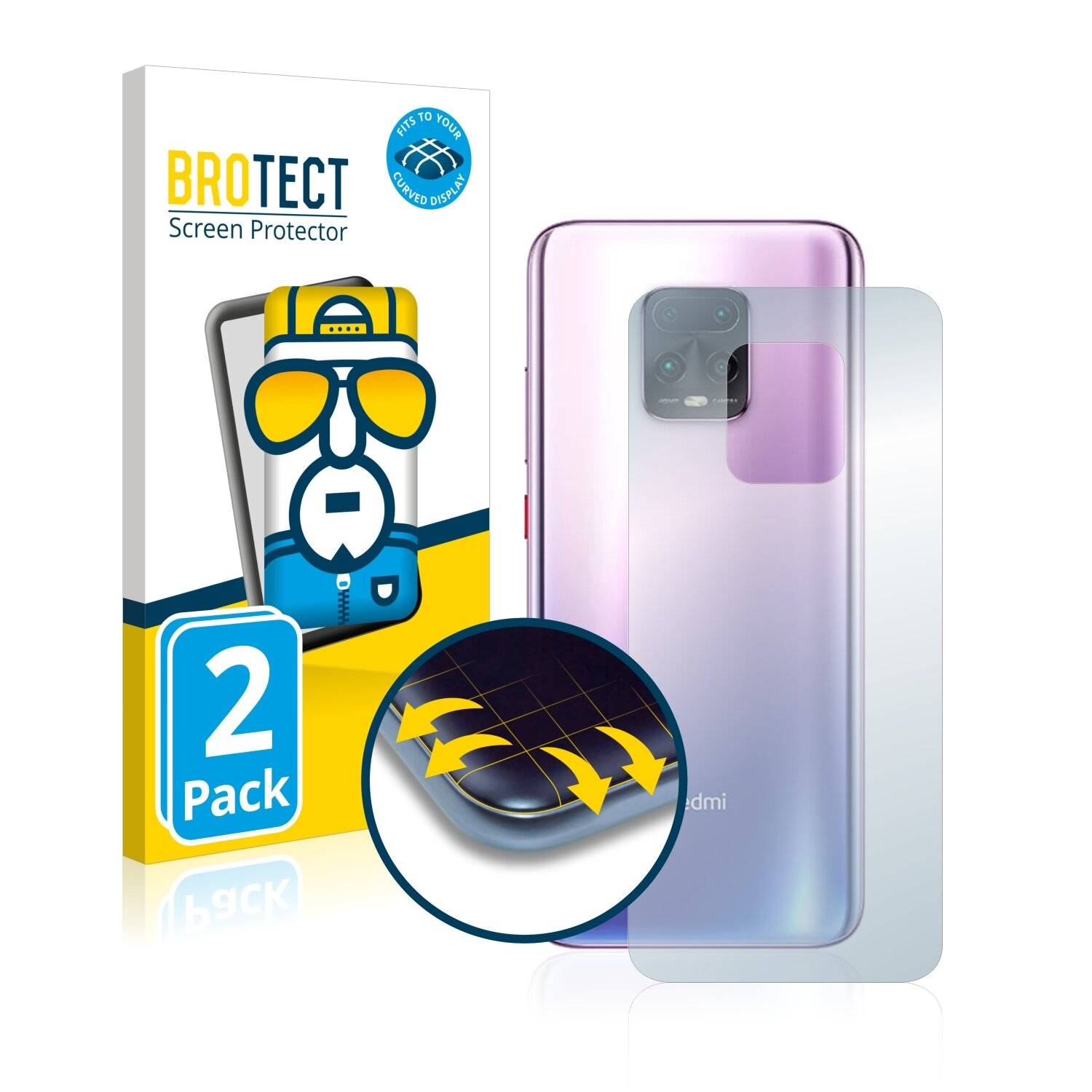 2x BROTECT Flex Full-Cover Displayschutzfolie für Xiaomi Redmi 10X Pro 5G
