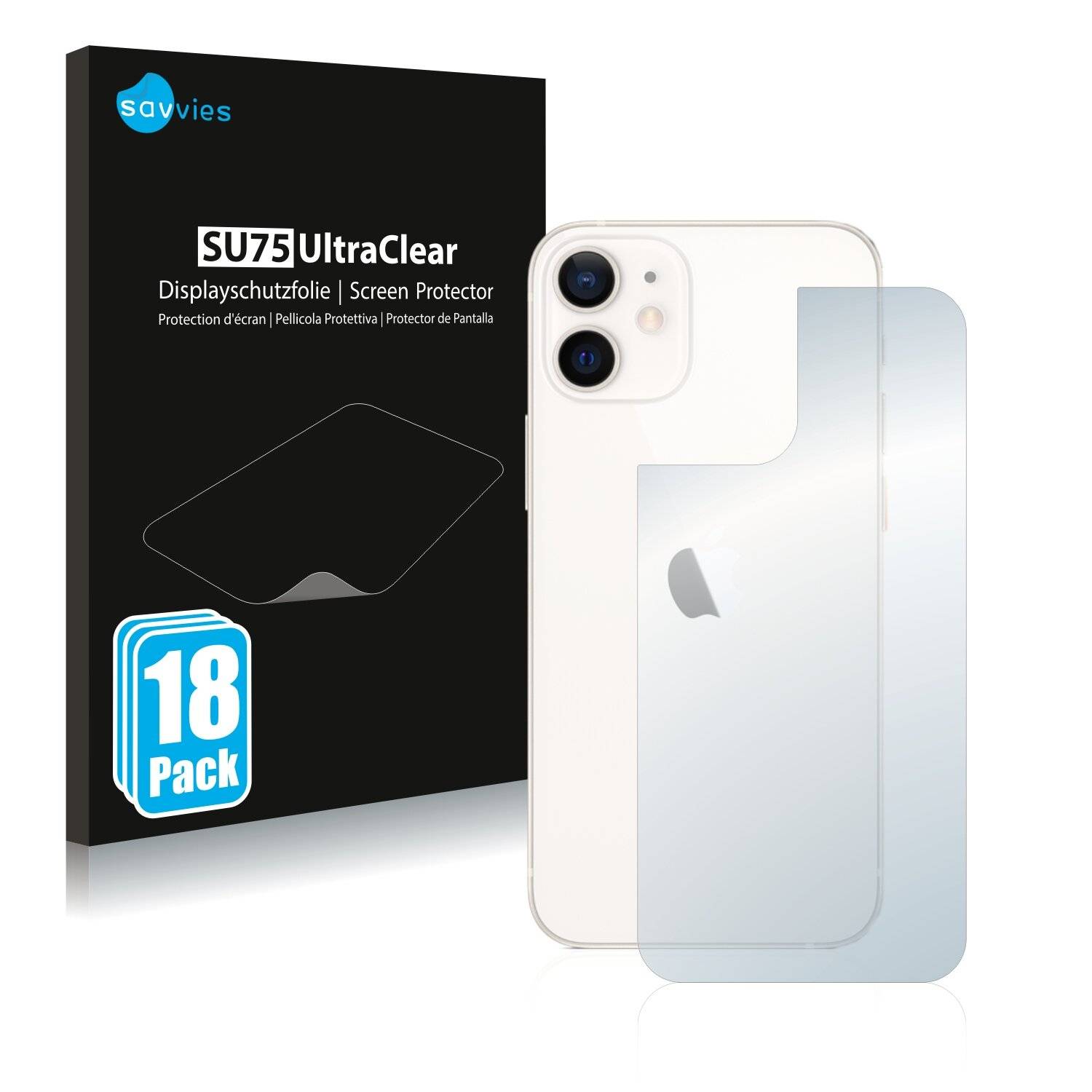 18x Savvies SU75 Displayschutzfolie für Apple iPhone 12 mini