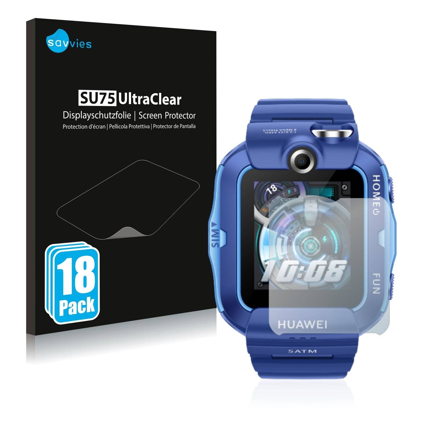 18x Savvies SU75 Displayschutzfolie für Huawei Childrens Watch