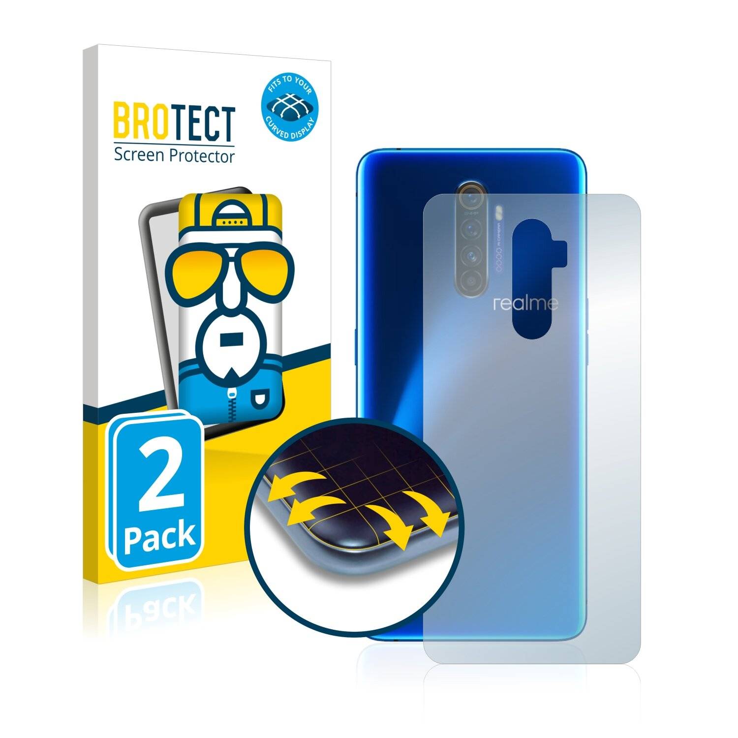 2x BROTECT Flex Full-Cover Displayschutzfolie für Realme X2 Pro