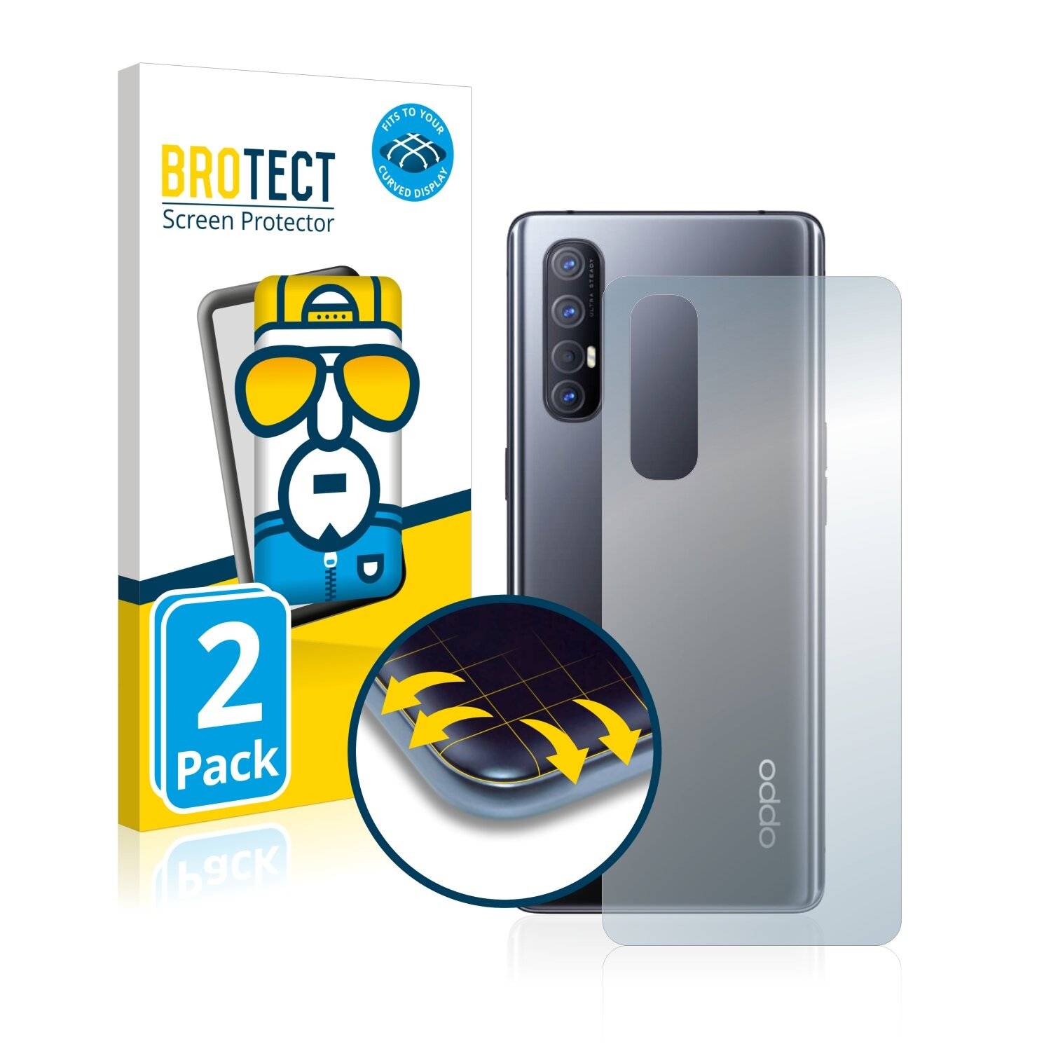2x BROTECT Flex Full-Cover Displayschutzfolie für Oppo Find X2 Neo