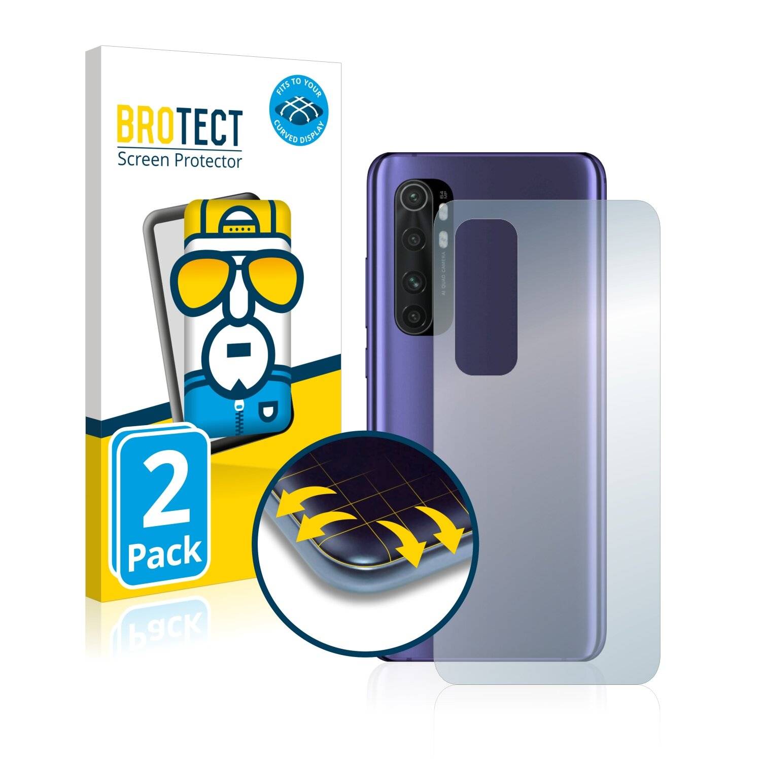 2x BROTECT Flex Full-Cover Displayschutzfolie für Xiaomi Mi Note 10 Lite