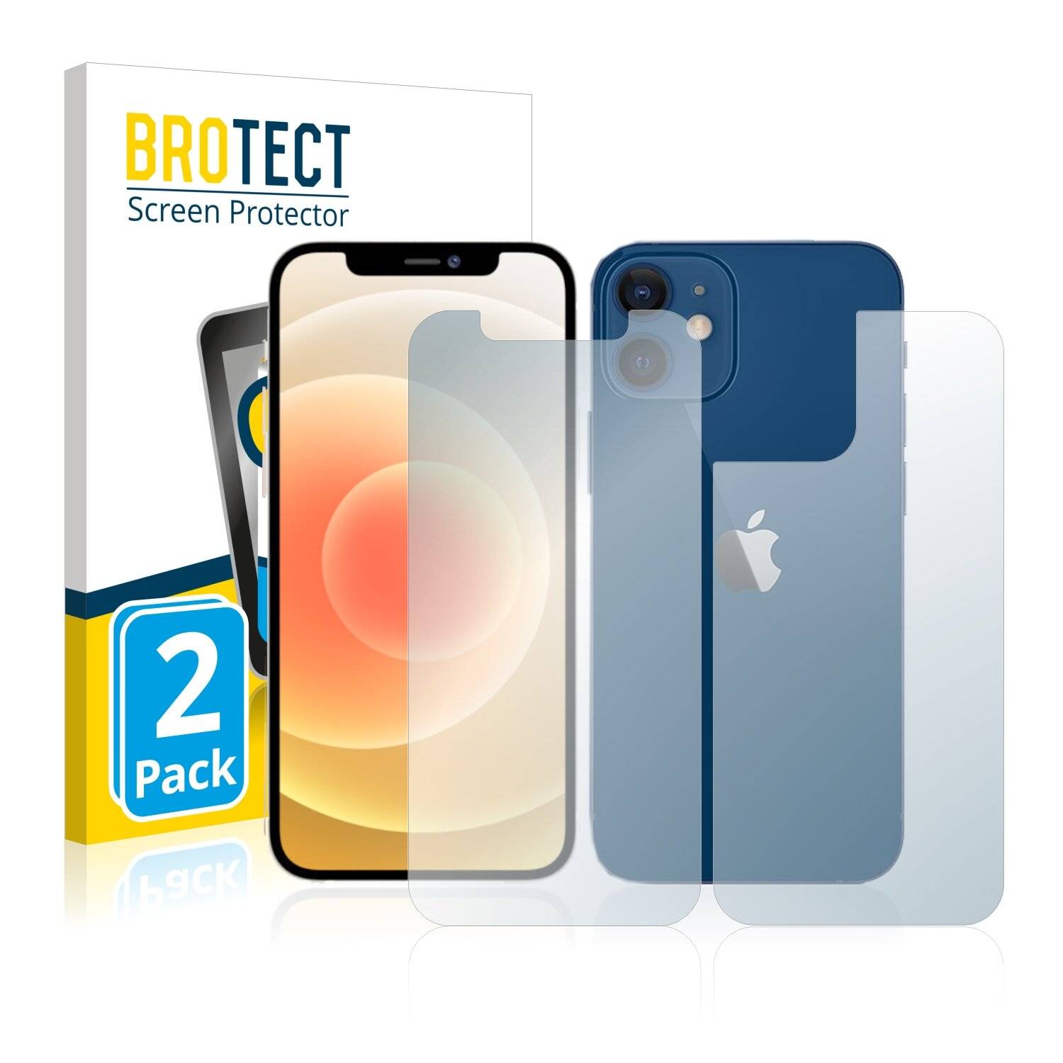 2x BROTECT Matte Displayschutzfolie für Apple iPhone 12 (Vorder + Rückseite) - Entspiegelt,